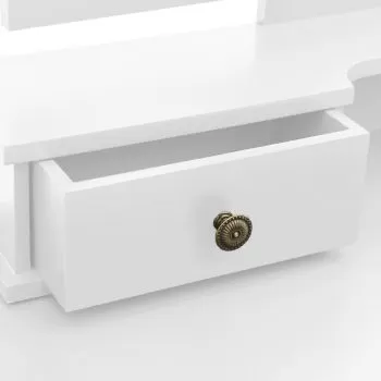 Set masa toaleta cu taburet alb 100x40x146 cm lemn paulownia, alb
