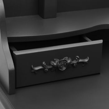 Set masă toaletă cu taburet negru 75x69x140 cm lemn paulownia