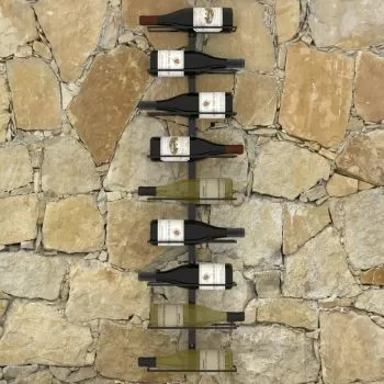 Suport sticle de vin de perete, 9 sticle, negru, fier