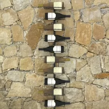 Suporturi sticle de vin montaj pe perete 10 sticle negru metal