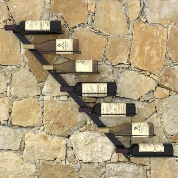 Suport sticle de vin de perete pentru 7 sticle, negru, metal