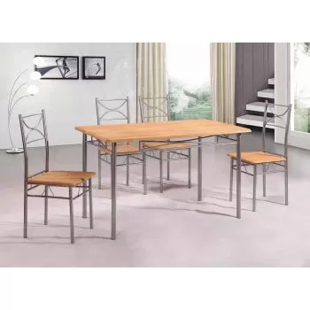 Set masa Vera cu 4 scaune, natur, 120x70x74 cm