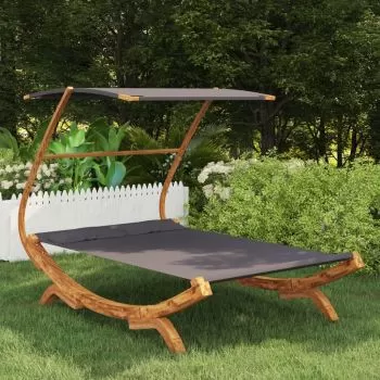  Pat de exterior cu baldachin antracit 165x203x138 cm lemn masiv