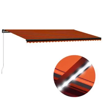 Copertina retractabila manual LED, portocaliu si maro, 600 x 300 cm