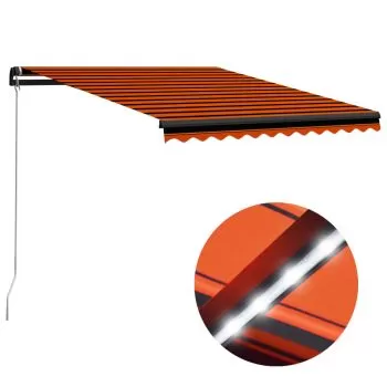 Copertina retractabila manual LED portocaliu si maro 300x250 cm, portocaliu si maro, 300 x 250 cm
