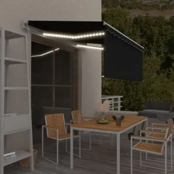Copertină automată cu stor&LED&senzor de vânt antracit 3,5x2,5m