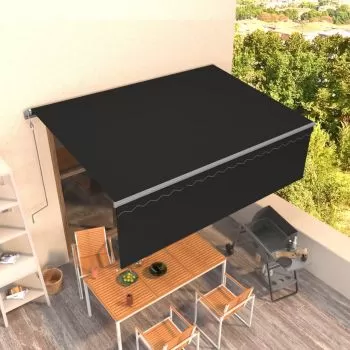  Copertină retractabilă automat cu stor, antracit, 4x3 m  