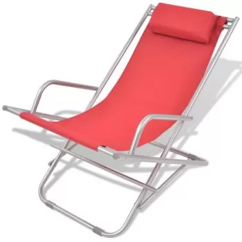 Set 2 bucati scaune de terasa rabatabile, rosu, 69 x 61 x 94 cm