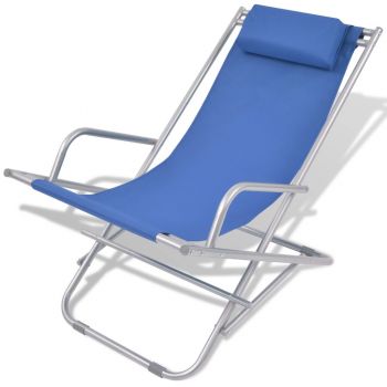 Set 2 bucati scaune de terasa rabatabile, albastru, 69 x 61 x 94 cm