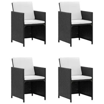 Set mobilier de exterior cu perne, 5 piese, negru