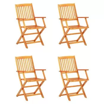 Set mobilier de exterior pliabil, 5 piese, lemn masiv de acacia