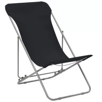 Set 2 bucati scaune de plaja pliabile, negru