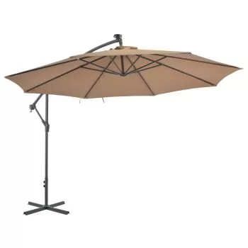 Umbrelă suspendată cu stâlp din aluminiu, 350 cm, gri taupe