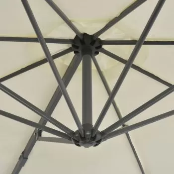 Umbrelă suspendată cu stâlp din aluminiu, nisipiu, 300 cm