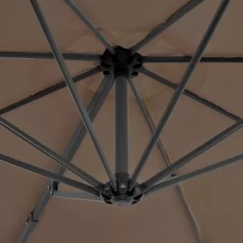 Umbrelă suspendată cu stâlp din aluminiu, gri taupe, 300 cm