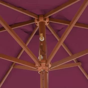 Umbrelă de soare de exterior, stâlp lemn, roșu bordo, 270 cm