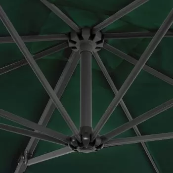 Umbrelă suspendată cu stâlp din aluminiu, verde, 250x250 cm