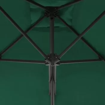 Umbrelă de soare de exterior, stâlp din oțel, verde, 250x250 cm