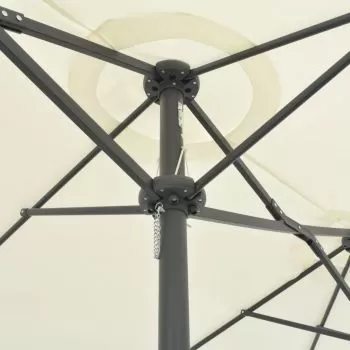Umbrelă soare exterior, stâlp aluminiu, nisipiu, 460 x 270 cm