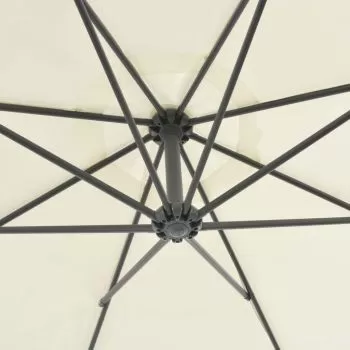 Umbrelă suspendată cu stâlp din oțel, nisipiu, 300 cm