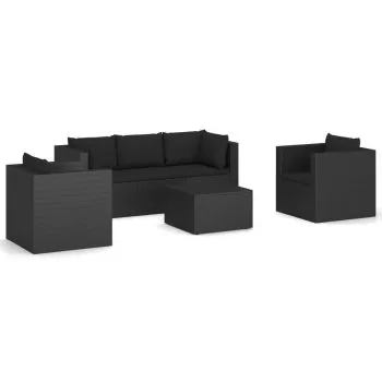 Set mobilier de gradina cu perne, 4 piese, negru