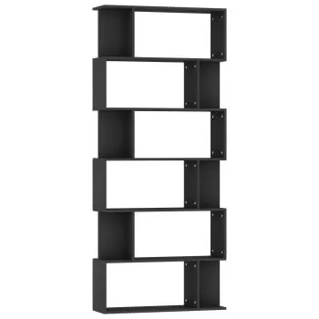 Biblioteca/Separator camera, negru, 80 x 24 x 192 cm