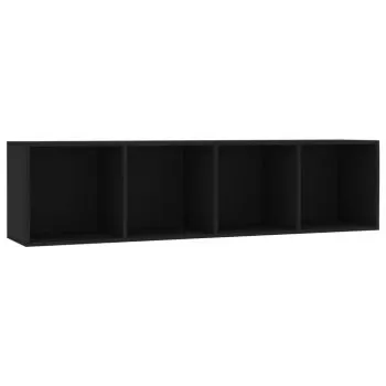 Biblioteca/Comoda TV, negru, 143 x 30 x 36 cm