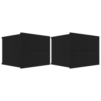 Noptiere, 2 buc., negru, 40 x 30 x 30 cm, PAL