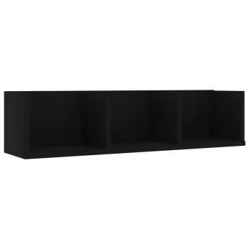 Raft de perete CD-uri, negru, 75 x 18 x 18 cm
