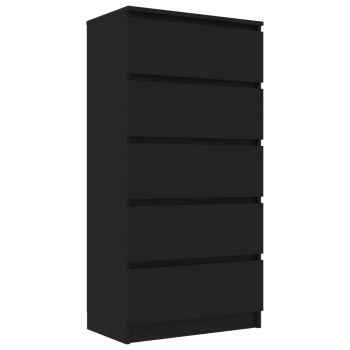 Servantă cu sertare, negru, 60 x 35 x 121 cm, PAL