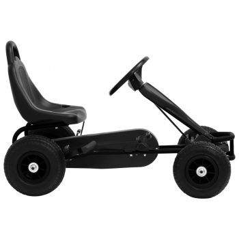 Mașinuță kart cu pedale și roți pneumatice, negru