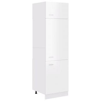 Dulap pentru frigider, alb extralucios, 60x57x207 cm, PAL