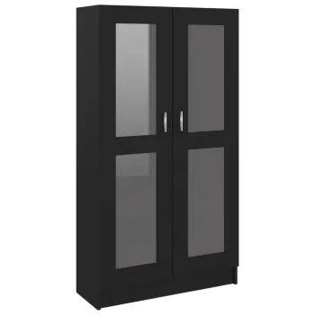 Dulap cu vitrina, negru, 82.5 x 30.5 x 150 cm