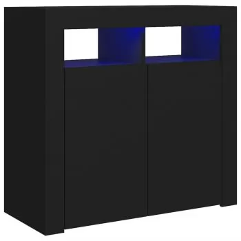 Servanta cu lumini LED, negru, 80 x 35 x 75 cm