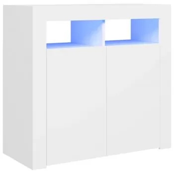 Servanta cu lumini LED, alb, 80 x 35 x 75 cm