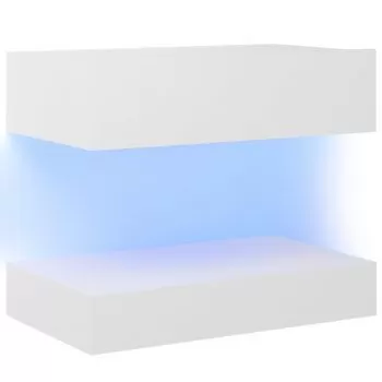 Comoda TV cu lumini LED, alb, 60 x 35 cm