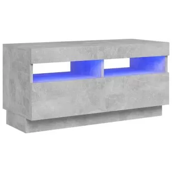 Comoda TV cu lumini LED, gri beton, 80 x 35 x 40 cm