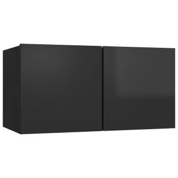 Dulap TV suspendat, negru lucios, 60 x 30 x 30 cm
