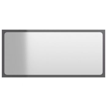 Oglindă de baie, gri extralucios, 80x1.5x37 cm, PAL