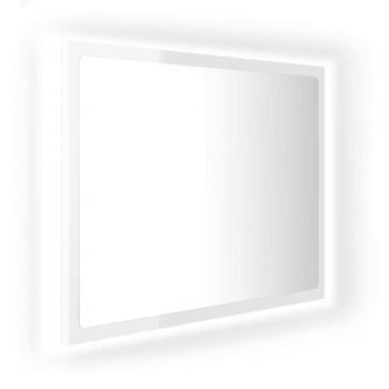 Oglindă de baie cu LED, alb extralucios, 60x8.5x37 cm, PAL