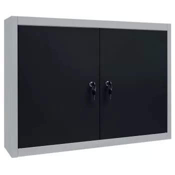 Dulap de perete pentru unelte gri & negru metal stil industrial, gri si negru, 80 x 19 x 60 cm