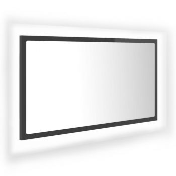 Oglindă de baie cu LED, gri extralucios, 80x8.5x37 cm, PAL