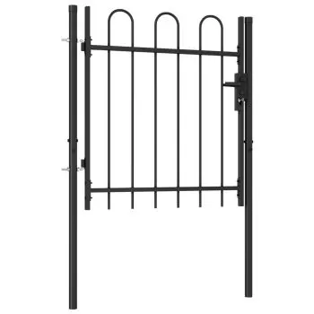 Poarta de gard cu o usa, negru, 1 x 1 m