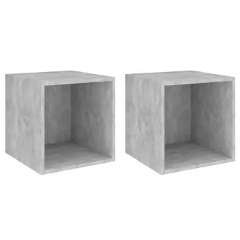Set 2 bucati dulapuri de perete, gri beton, 37 x 37 x 37 cm
