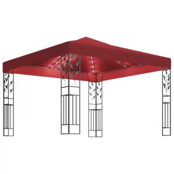 Pavilion cu sir de lumini LED, bordo, 3 x 3 x