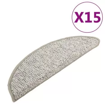 Set 15 bucati covorase pentru trepte scara, gri deschis, 56 x 20 cm