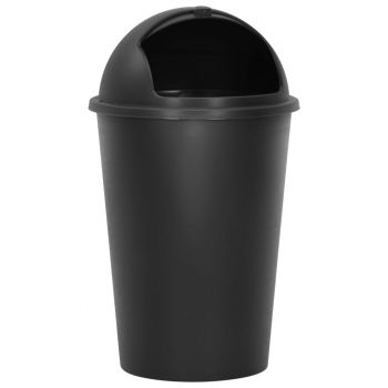 Coș de gunoi single, negru, 50 L