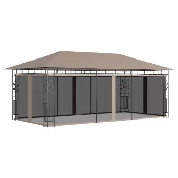  Pavilion cu plasă anti-țânțari, gri taupe, 6x3x2,73 m, 180 g/m²