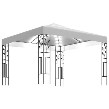 Pavilion cu siruri de lumini LED, alb, 3 x 3 x