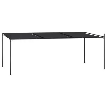 Pavilion cu acoperis retractabil, antracit, 600 x 300 x 233 cm